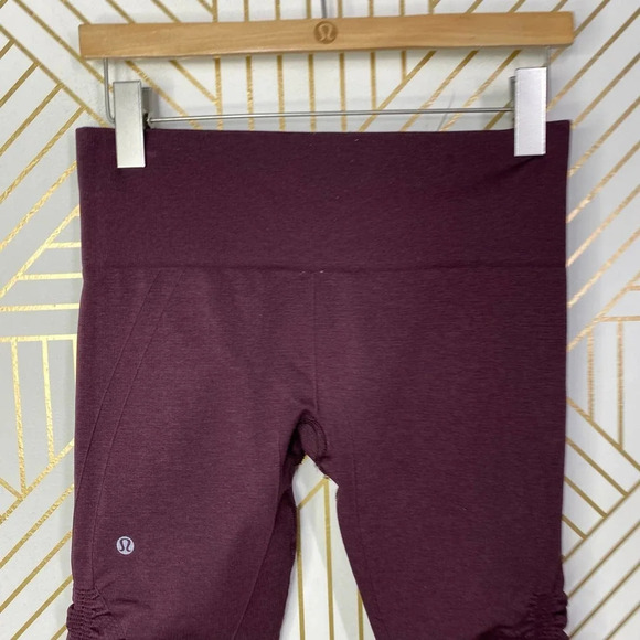 Lululemon In The Flow Crop II Heathered Bordeaux Drama Seamless Size US 8 - Picture 7 of 11